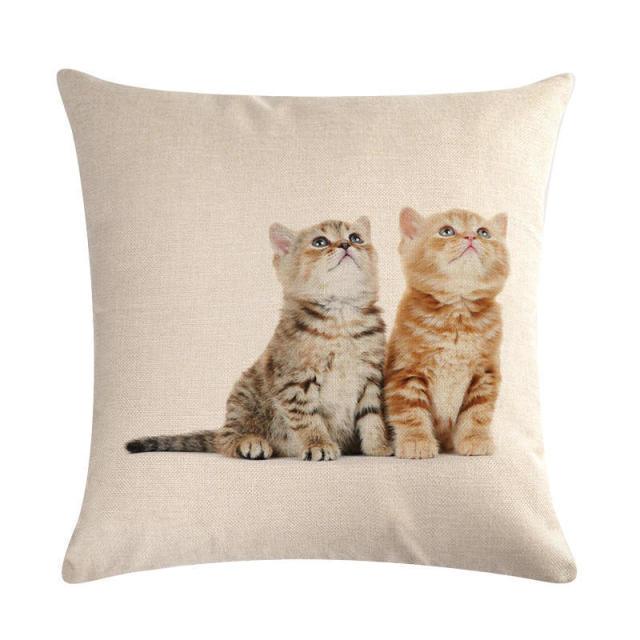 Cute Cat Sofa Decorative Cotton Linen Cushion Cover Pillow Cases Square Pillow Covers Cat Cotton Linen Decorative Cushion Covers For Home Throw Pillow Home Decor Pillowcover 45x45CM