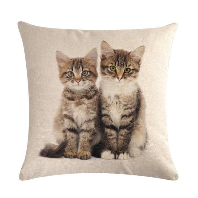 Cute Cat Sofa Decorative Cotton Linen Cushion Cover Pillow Cases Square Pillow Covers Cat Cotton Linen Decorative Cushion Covers For Home Throw Pillow Home Decor Pillowcover 45x45CM