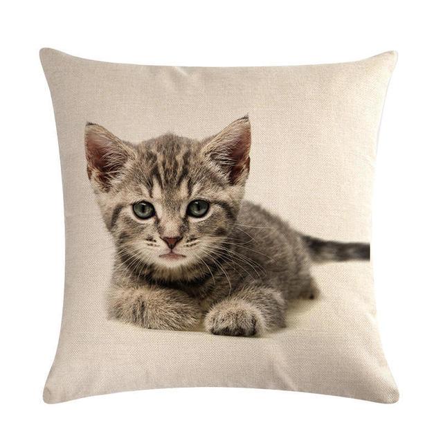 Cute Cat Sofa Decorative Cotton Linen Cushion Cover Pillow Cases Square Pillow Covers Cat Cotton Linen Decorative Cushion Covers For Home Throw Pillow Home Decor Pillowcover 45x45CM