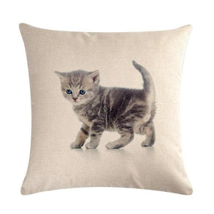 Cute Cat Sofa Decorative Cotton Linen Cushion Cover Pillow Cases Square Pillow Covers Cat Cotton Linen Decorative Cushion Covers For Home Throw Pillow Home Decor Pillowcover 45x45CM