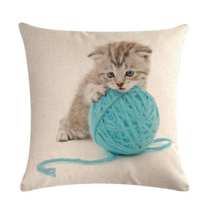 Cute Cat Sofa Decorative Cotton Linen Cushion Cover Pillow Cases Square Pillow Covers Cat Cotton Linen Decorative Cushion Covers For Home Throw Pillow Home Decor Pillowcover 45x45CM