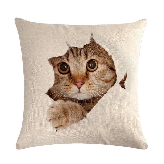 Cute Cat Sofa Decorative Cotton Linen Cushion Cover Pillow Cases Square Pillow Covers Cat Cotton Linen Decorative Cushion Covers For Home Throw Pillow Home Decor Pillowcover 45x45CM
