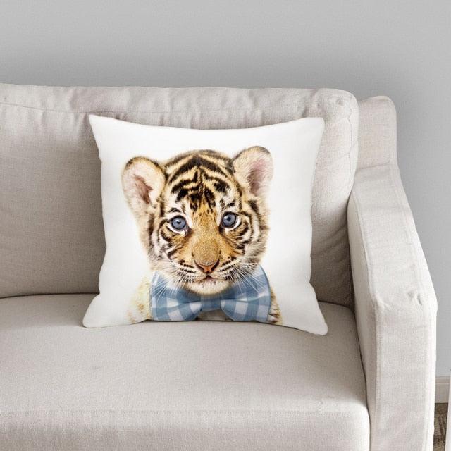 Cute Decorative Pillow Case Cover Grey Rabbit Isolated On A White Background Bunny Tail Back Soft Linen Pillow Case For Decorative Bedroom Case Cushion Covers Home Throw Pillows Flower Pillow Case Rabbit Sofa Animal Cushion Cover 45X45CM