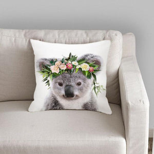 Cute Decorative Pillow Case Cover Grey Rabbit Isolated On A White Background Bunny Tail Back Soft Linen Pillow Case For Decorative Bedroom Case Cushion Covers Home Throw Pillows Flower Pillow Case Rabbit Sofa Animal Cushion Cover 45X45CM