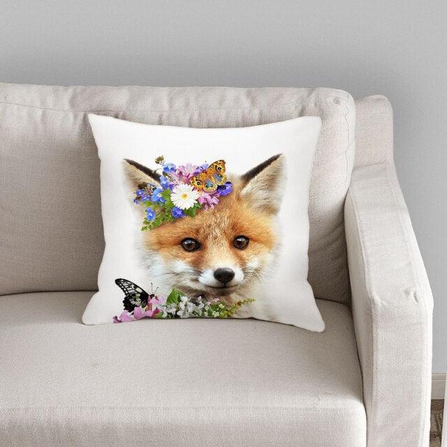 Cute Decorative Pillow Case Cover Grey Rabbit Isolated On A White Background Bunny Tail Back Soft Linen Pillow Case For Decorative Bedroom Case Cushion Covers Home Throw Pillows Flower Pillow Case Rabbit Sofa Animal Cushion Cover 45X45CM