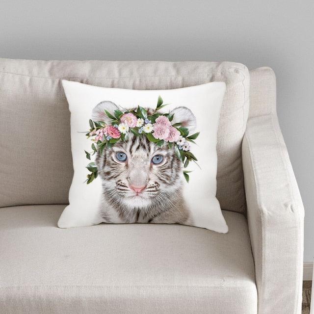 Cute Decorative Pillow Case Cover Grey Rabbit Isolated On A White Background Bunny Tail Back Soft Linen Pillow Case For Decorative Bedroom Case Cushion Covers Home Throw Pillows Flower Pillow Case Rabbit Sofa Animal Cushion Cover 45X45CM