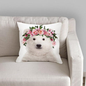 Cute Decorative Pillow Case Cover Grey Rabbit Isolated On A White Background Bunny Tail Back Soft Linen Pillow Case For Decorative Bedroom Case Cushion Covers Home Throw Pillows Flower Pillow Case Rabbit Sofa Animal Cushion Cover 45X45CM