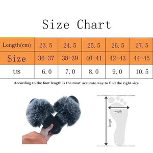 Cute Fluffy Ladies Indoor Warm Slippers Furry Luxury Flip Flops   Women's Fashion Flat Soft Flip Flops