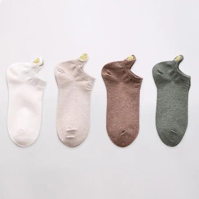 Cute Heart Design 4 Pairs Socks For Women Fashion Spring Cotton Modern Girls Casual Outdoor Socks For Women