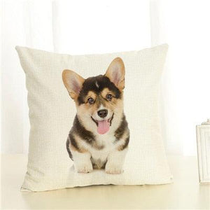 Cute Pet Dog Printed Cushion Cover Linen Pillow Cover Decorative Throw Pillow Cover For Sofa Chair Home