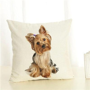 Cute Pet Dog Printed Cushion Cover Linen Pillow Cover Decorative Throw Pillow Cover For Sofa Chair Home