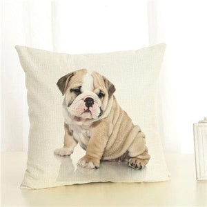 Cute Pet Dog Printed Cushion Cover Linen Pillow Cover Decorative Throw Pillow Cover For Sofa Chair Home