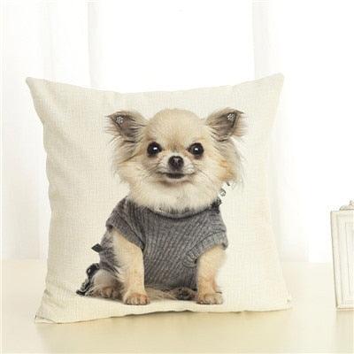 Cute Pet Dog Printed Cushion Cover Linen Pillow Cover Decorative Throw Pillow Cover For Sofa Chair Home