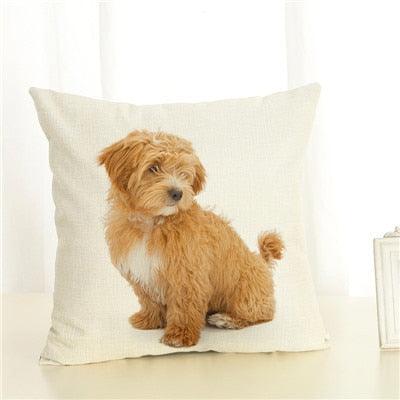 Cute Pet Dog Printed Cushion Cover Linen Pillow Cover Decorative Throw Pillow Cover For Sofa Chair Home