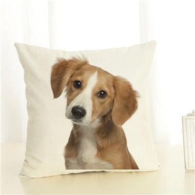 Cute Pet Dog Printed Cushion Cover Linen Pillow Cover Decorative Throw Pillow Cover For Sofa Chair Home