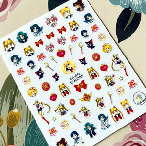 Cute rabbit Cute cat  Japanese Justice Girl 3D Back Glue Nail Sticker Nail Decoration Nail Art Nail Ornament Self Adhesive Nail Decals for Nail Art Decoration Including Hearts Stars Letters Bowknot Leaves Flowers Plants Fruits Butterflies for Woman