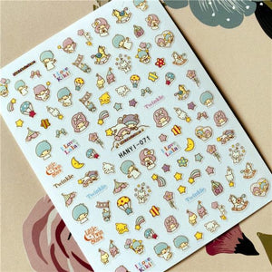 Cute rabbit Cute cat  Japanese Justice Girl 3D Back Glue Nail Sticker Nail Decoration Nail Art Nail Ornament Self Adhesive Nail Decals for Nail Art Decoration Including Hearts Stars Letters Bowknot Leaves Flowers Plants Fruits Butterflies for Woman