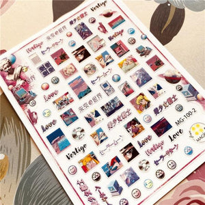 Cute rabbit Cute cat  Japanese Justice Girl 3D Back Glue Nail Sticker Nail Decoration Nail Art Nail Ornament Self Adhesive Nail Decals for Nail Art Decoration Including Hearts Stars Letters Bowknot Leaves Flowers Plants Fruits Butterflies for Woman