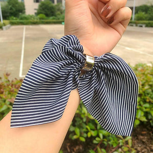 Cute Rabbit Ear Striped Metal Buckle Hair Scrunchies Elastic Hair Bands Ties Rope Bands Ponytail Bands Gorgeous Hair Accessories For Women