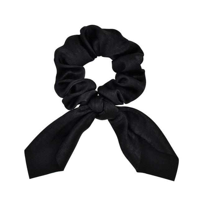 Cute Rabbit Ear Striped Metal Buckle Hair Scrunchies Elastic Hair Bands Ties Rope Bands Ponytail Bands Gorgeous Hair Accessories For Women