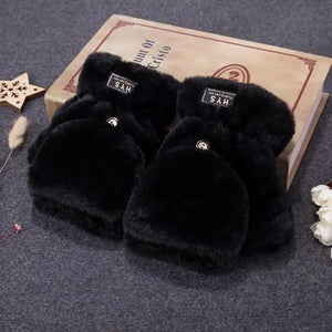 Cute Winter Warm Soft Half Finger Thick One Size Gloves For Women Fashionable Warm Comfortable Stylish Gloves For Girls