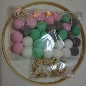 Cute Wool Ball Wind Chimes Newborn Baby Bed Bell Dream Catcher String Pendant Kids Room Decoration Wooden Wind Chime Bed Bell Nursery Crib Bed Bell Baby Bedroom Ceiling Wooden Beads Wind Chime Wall Hanging Ornament