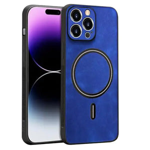 Luhuanx Case for iPhone 15 Pro MaxDesigned for iPhone 15 Pro Max Case with Full Camera LensAnti-DropCompatible with MagSafeCase for 15 Pro Max Cover 6.7” (Leather Blue)