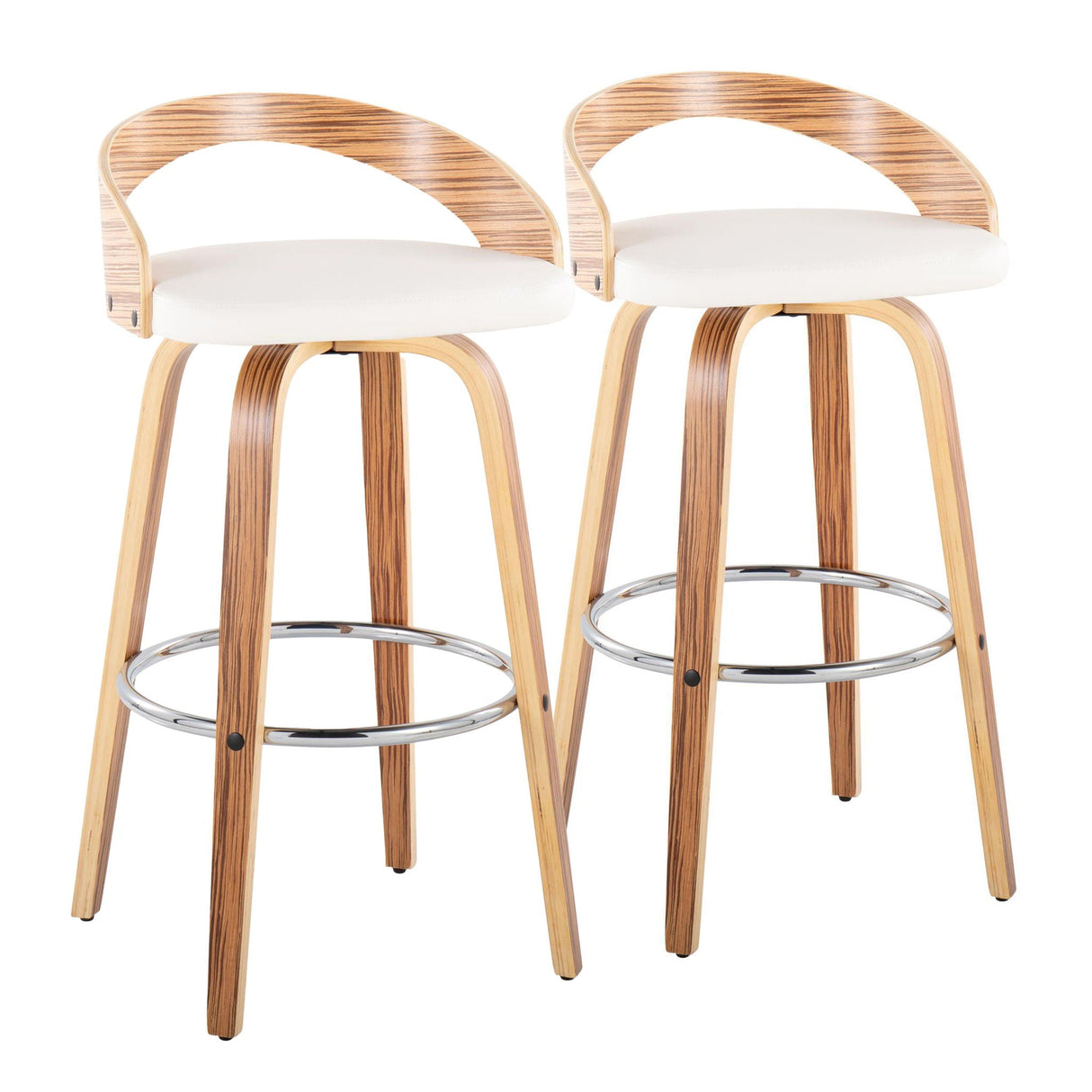 Grotto - Contemporary Fixed Height Barstool With Swivel With Round Footrest (Set of 2) by Couch.com