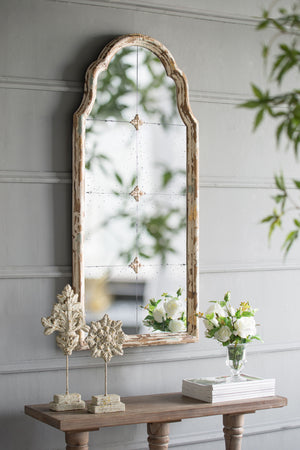 Large & Framed Wall Mirror, Arched Mirror With Decorative Window Look For Living Room - Cream by Couch.com