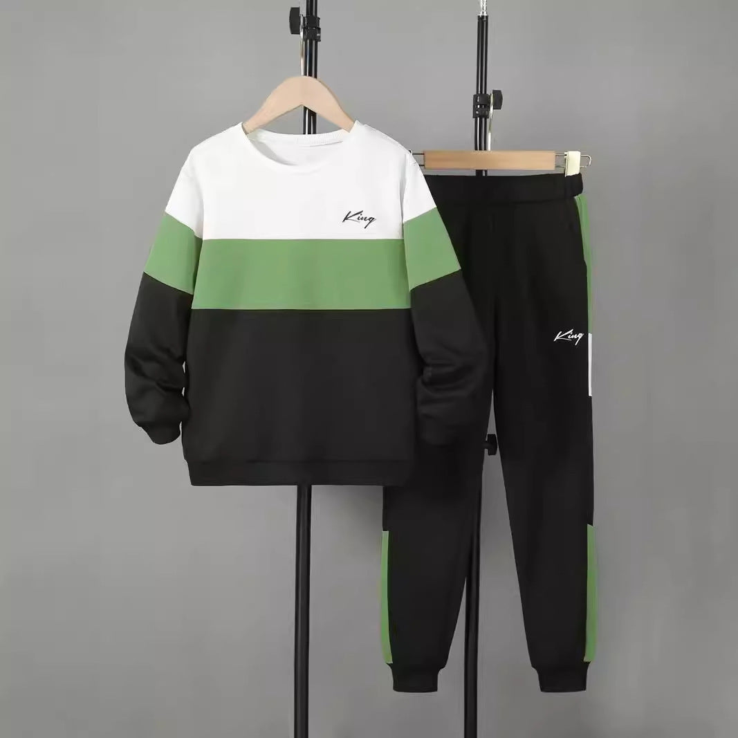 Design Sense Multicolor Hoodie Pants Two-piece Set