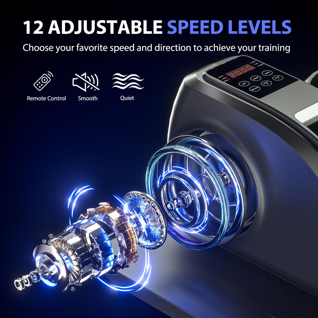 Under Desk Elliptical Machine, Quiet & Portable Electric Seated Pedal Exerciser With Remote Control & Adjustable Speeds - Black by Couch.com