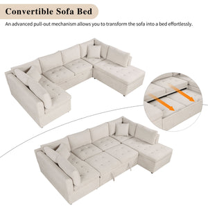 Oversized Sectional Sofa U-Shaped Sofa Couch Pull-Out Sofa Bed With Two Throw Pillows For Living Room by Couch.com