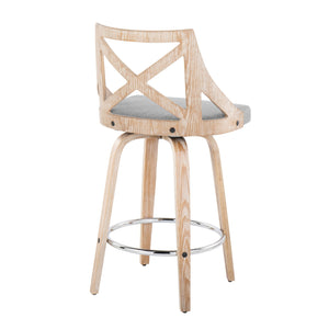 Charlotte - Farmhouse Fixed Height Counter Stool With Swivel And Round Footrest (Set of 2) by Couch.com