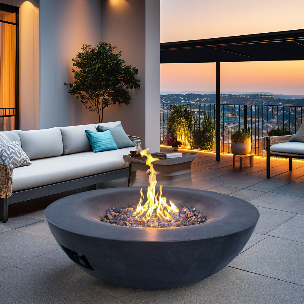 Outdoor Concrete Propane Gas Fire Pit Bowl by Couch.com