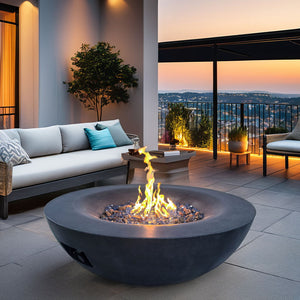 Outdoor Concrete Propane Gas Fire Pit Bowl by Couch.com