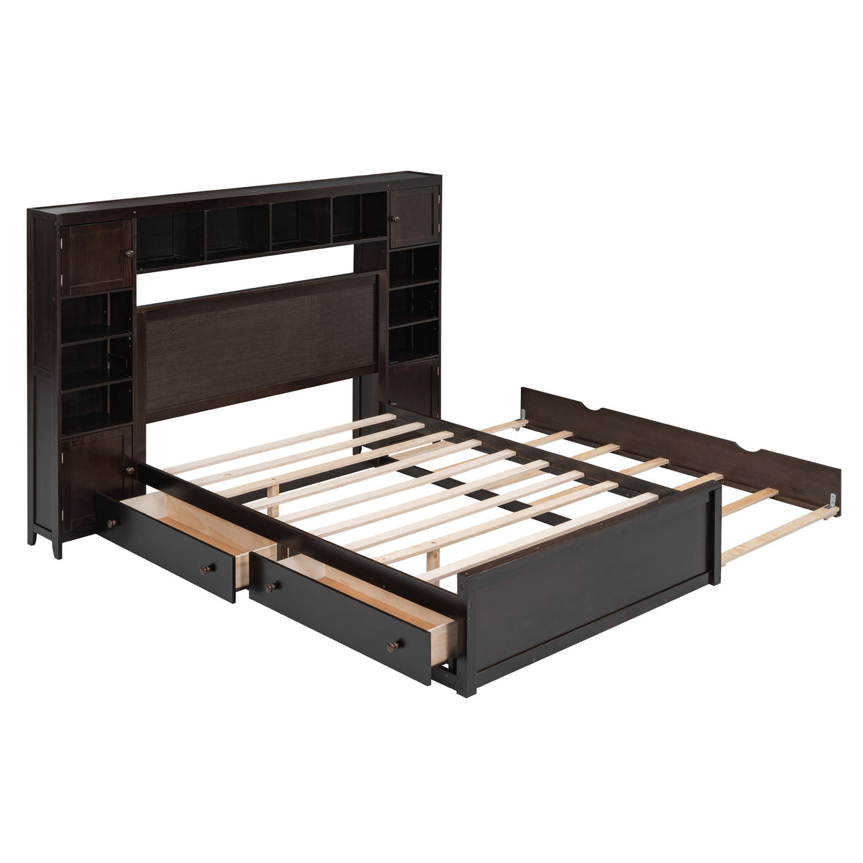Bed With All In One Cabinet, Shelf And Sockets, Trundle by Couch.com