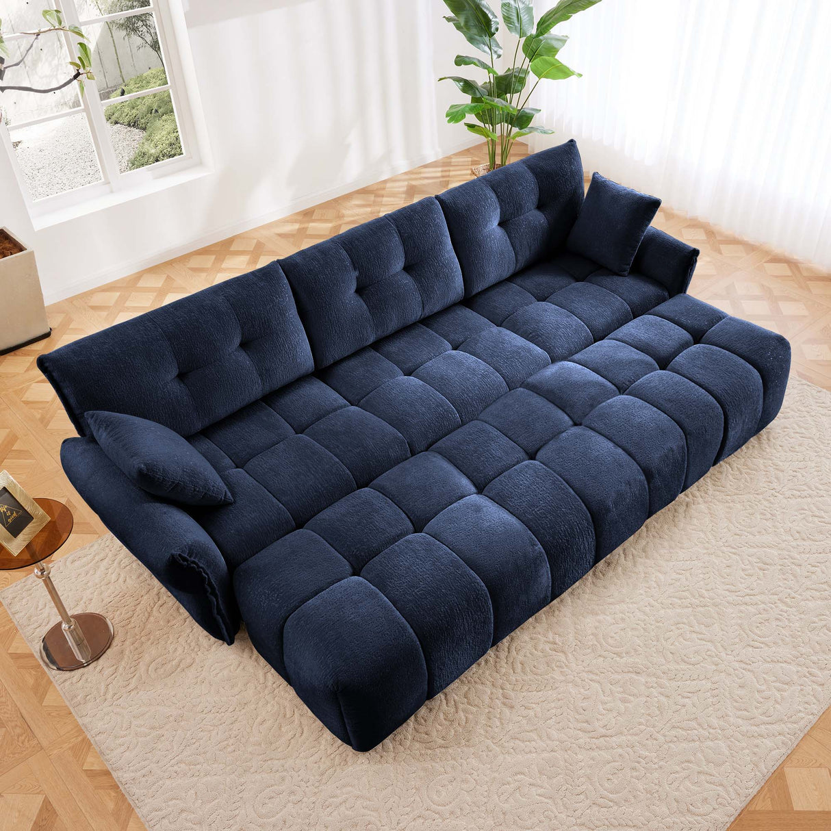 Elegant Sofa Set With Ottoman And Pillows, Textured Chenille, High Resilience Cushions by Couch.com