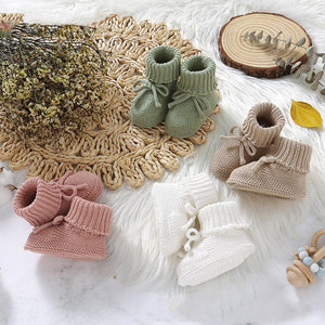 Infant Solid Color Cute Bowknot Knitted Toddler Shoes