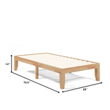 Twin Size 14 Inch Wooden Slats Bed Mattress Frame-Brown