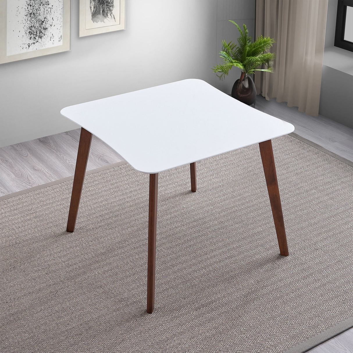 Benton - Modern Top Dining Table - Brown / Walnut Brown / White by Couch.com