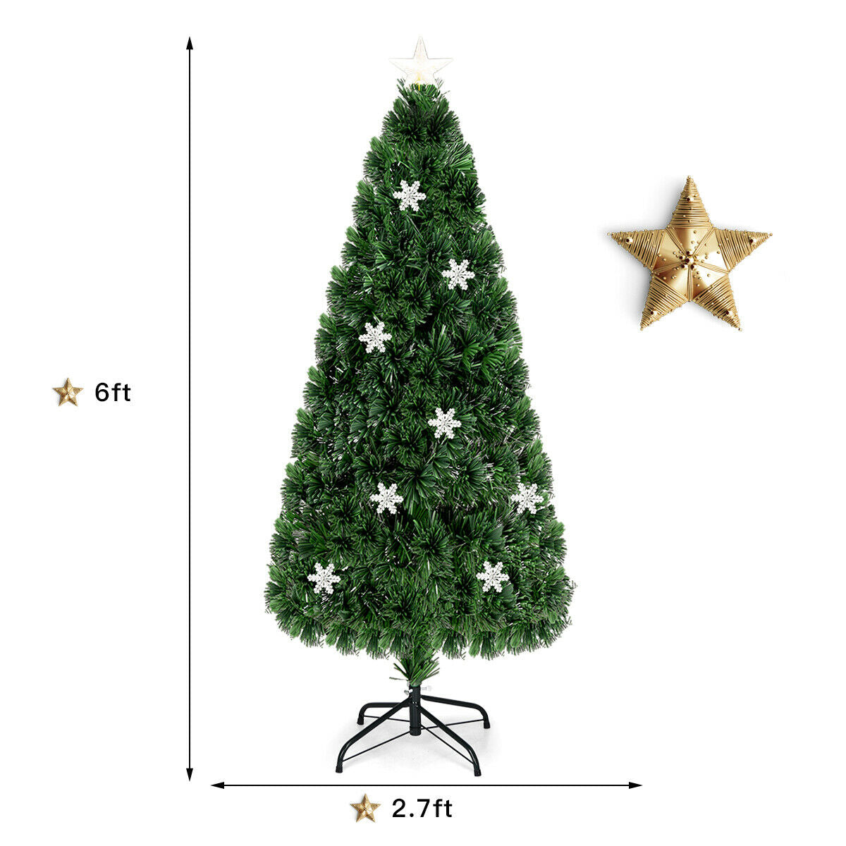 LED Optic Artificial Christmas Tree with Snowflakes-6 Feet