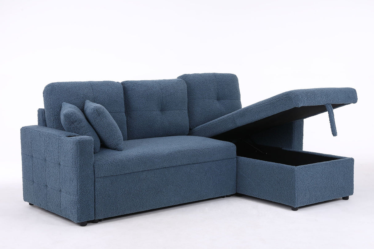 Lambswool - Pull Out Sleeper Sectional Sofa With Storage Chaise by Couch.com