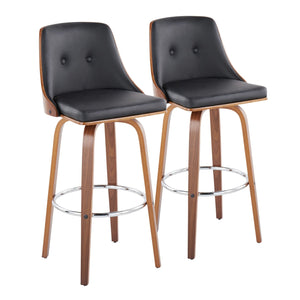 Gianna - Mid Century Modern Fixed Height Barstool With Swivel With Round Footrest (Set of 2) by Couch.com