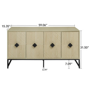 Carved 4 Door Sideboard With Storage, Adjustable Shelf by Couch.com
