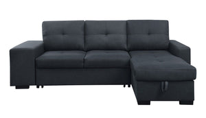 Lucas - Linen Sleeper Sectional Sofa With Reversible Storage Chaise - Dark Gray by Couch.com