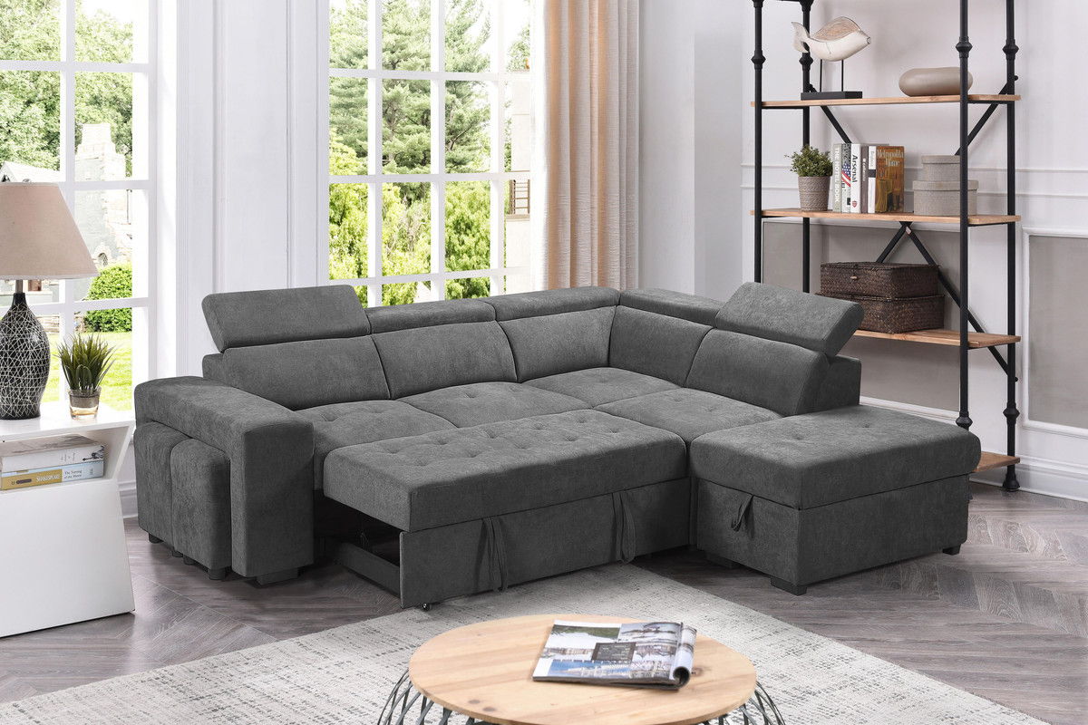 Henrik - Sleeper Sectional Sofa With Storage Ottoman And 2 Stools by Couch.com