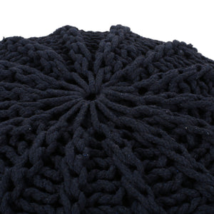 Bordeaux Knitted Cotton Round Pouf Ottoman and Floor Cushion