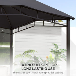 Outsunny - 10' x 10' Soft Top Patio Gazebo Outdoor Canopy With Unique Geometric Design Roof, All-Weather Steel Frame - Gray by Couch.com