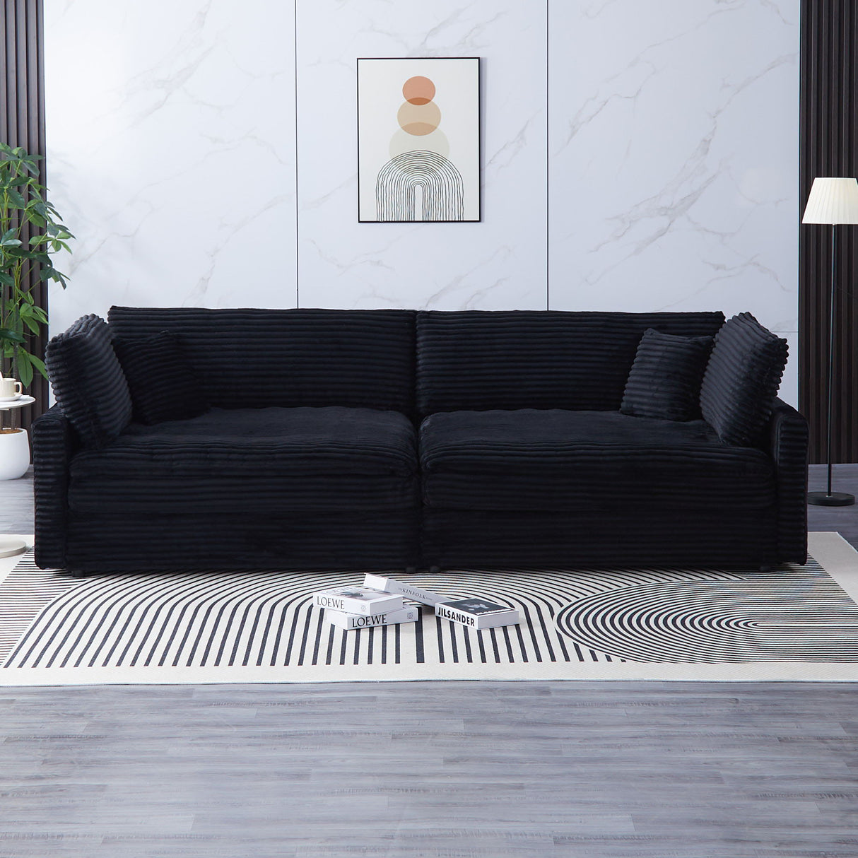2 Throw Pillows, Four Backrests, Opening Up A New Style For The Living Room's Casual Area - Black by Couch.com