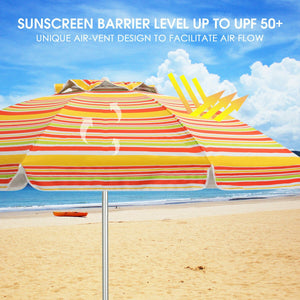 6.5 Feet Beach Umbrella with Sun Shade and Carry Bag without Weight Base-Blue